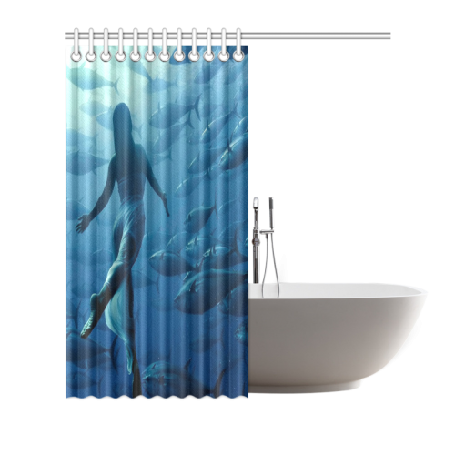 Dive Into The Sea With Fish Shower Curtain 66"x72"