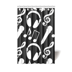 Music Notes Treble Clef Microphone Headphones Shower Curtain 48"x72"