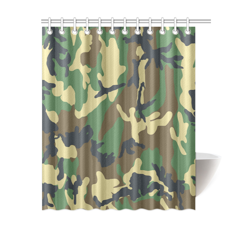Dark Camouflage Shower Curtain 60"x72"
