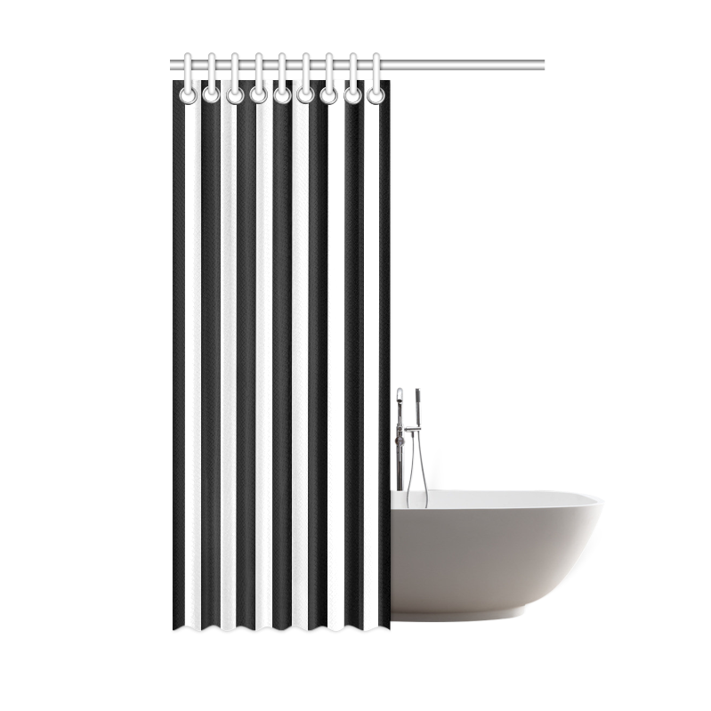 Black And White Stripes Cool Design Shower Curtain 48"x72"