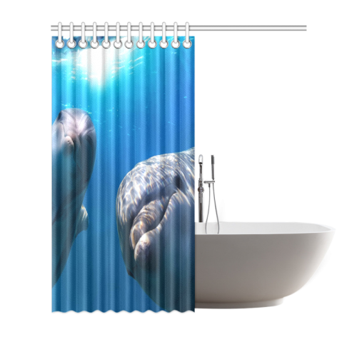 Lovely Gentle Dolphins Shower Curtain 66"x72"