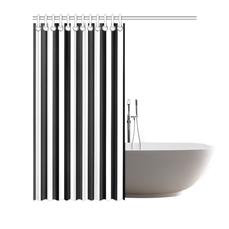 Black And White Stripes Cool Design Shower Curtain 66"x72"