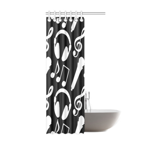 Music Notes Treble Clef Microphone Headphones Shower Curtain 36"x72"