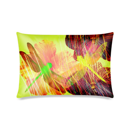 Dragonflies & Flowers Summer Custom Zippered Pillow Case 16"x24"(Twin Sides)