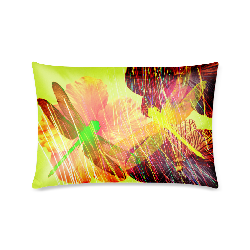 Dragonflies & Flowers Summer Custom Zippered Pillow Case 16"x24"(Twin Sides)