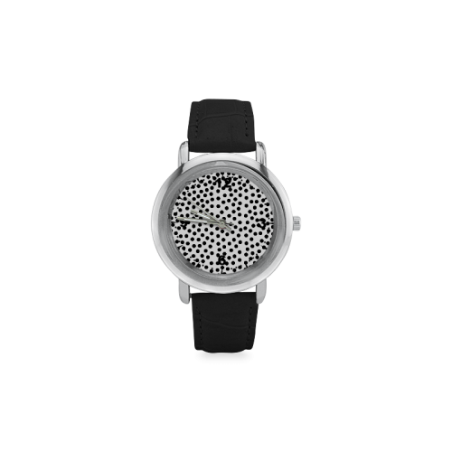 Black Polka Dot Design Women's Rose Gold Leather Strap Watch(Model 201)