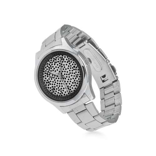 Black Polka Dot Design Men's Stainless Steel Watch(Model 104)