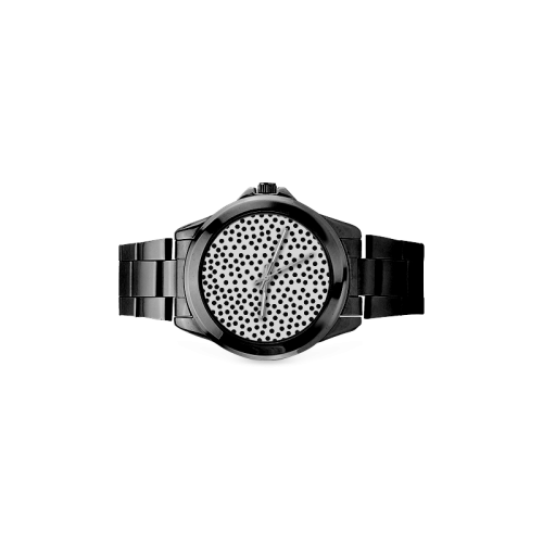 Black Polka Dot Design Women's Italian Charm Watch(Model 107)