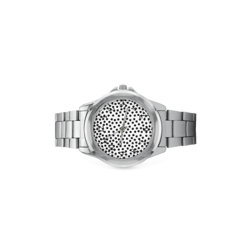 Black Polka Dot Design Unisex Stainless Steel Watch(Model 103)