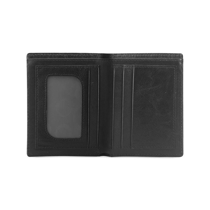 Black Polka Dot Design Men's Leather Wallet (Model 1612)