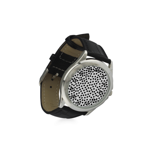 Black Polka Dot Design Women's Classic Leather Strap Watch(Model 203)