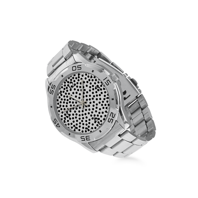Black Polka Dot Design Men's Stainless Steel Analog Watch(Model 108)