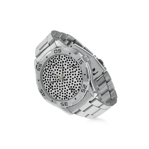 Black Polka Dot Design Men's Stainless Steel Analog Watch(Model 108)