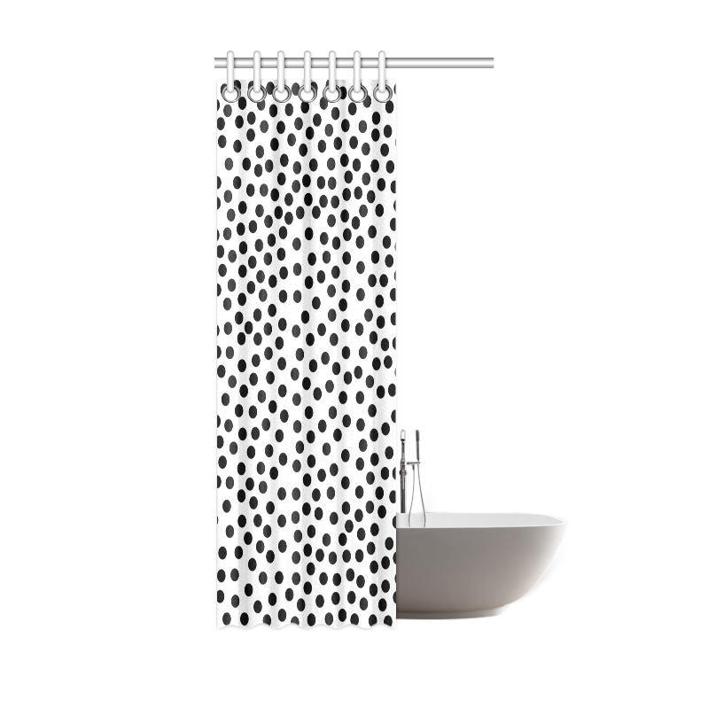 Black Polka Dot Design Shower Curtain 36"x72"