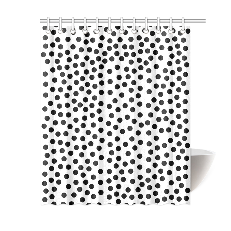 Black Polka Dot Design Shower Curtain 60"x72"