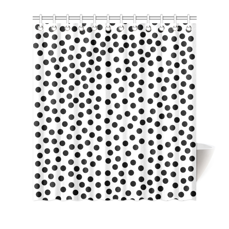 Black Polka Dot Design Shower Curtain 66"x72"