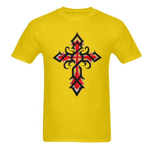 Black And Red Series Tribal Cross Tattoos Sunny Men's T- shirt (Model T06)