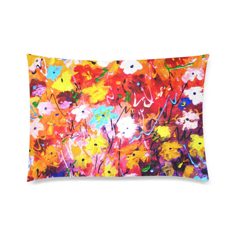 Abstract Flower Painting design Custom Zippered Pillow Case 20"x30"(Twin Sides)
