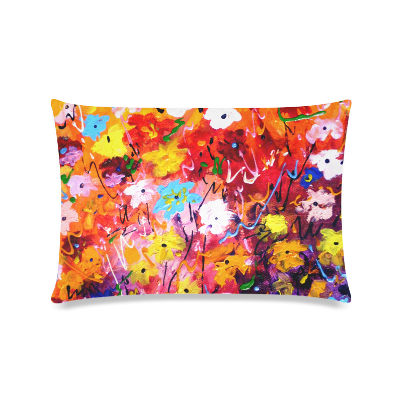 Abstract Flower Design Custom Zippered Pillow Case 16"x24"(Twin Sides)