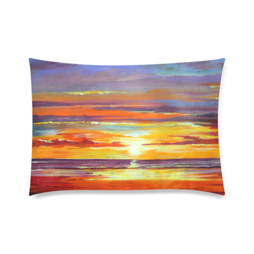 Sunset acrylic on canvas painting Custom Zippered Pillow Case 20"x30"(Twin Sides)
