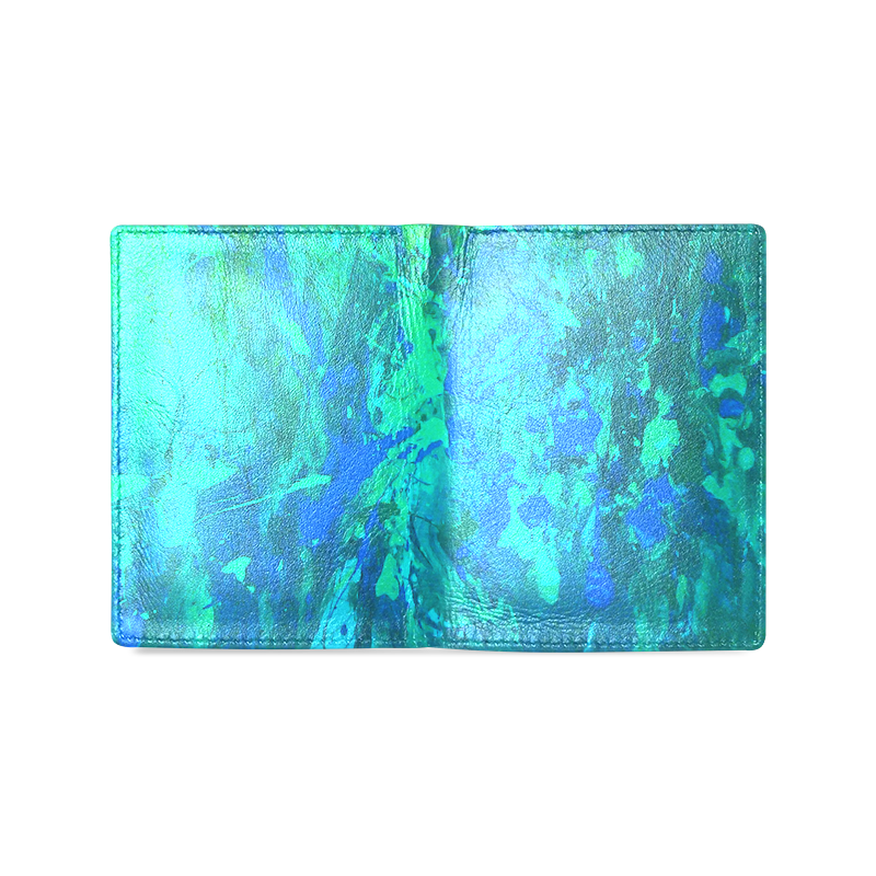 blue musical abstract art Men's Leather Wallet (Model 1612)