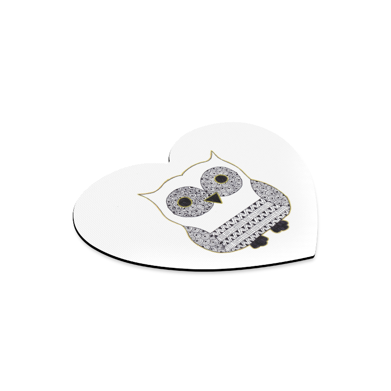 Black and White Owl Heart-shaped Mousepad