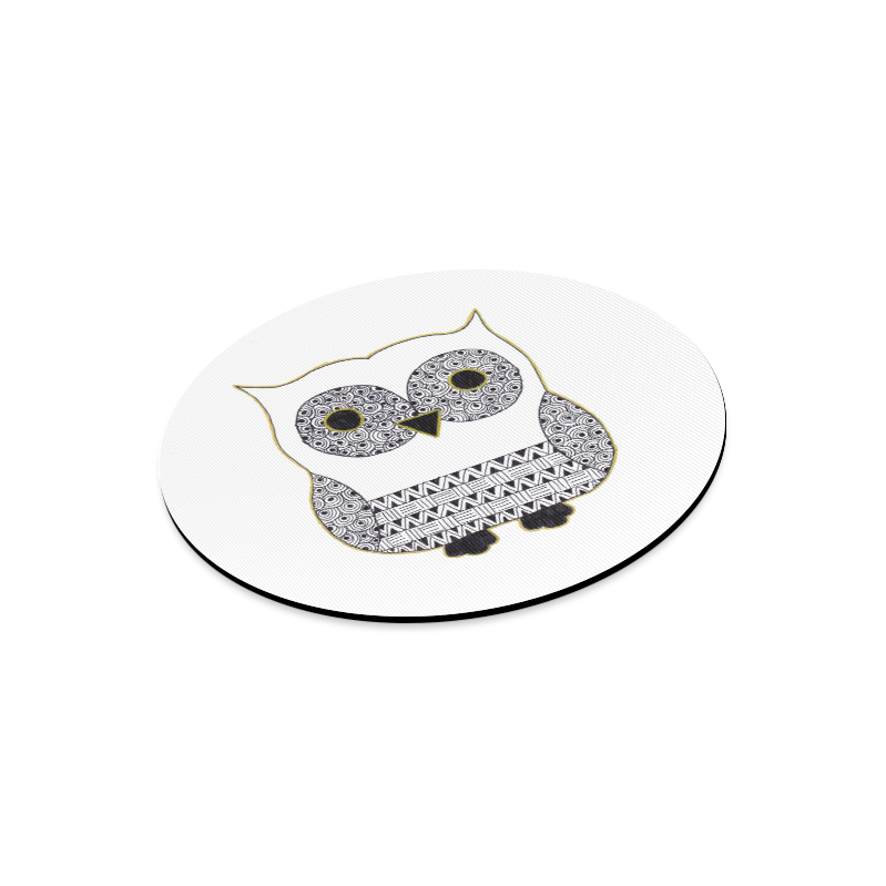 Black and White Owl Round Mousepad