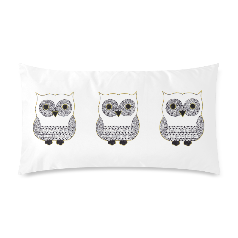 Black and White Owl Rectangle Pillow Case 20"x36"(Twin Sides)