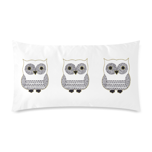 Black and White Owl Rectangle Pillow Case 20"x36"(Twin Sides)