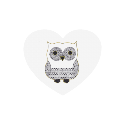 Black and White Owl Heart-shaped Mousepad