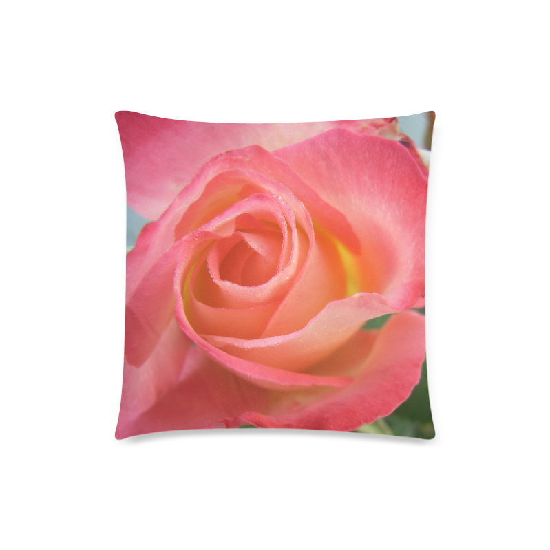 Pink Rose Close-Up Custom Zippered Pillow Case 18"x18"(Twin Sides)