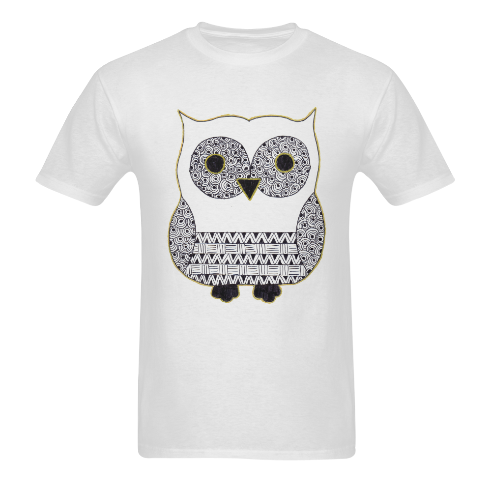Black and White Owl Sunny Men's T- shirt (Model T06)