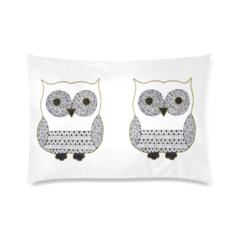Black and White Owl Custom Zippered Pillow Case 20"x30"(Twin Sides)