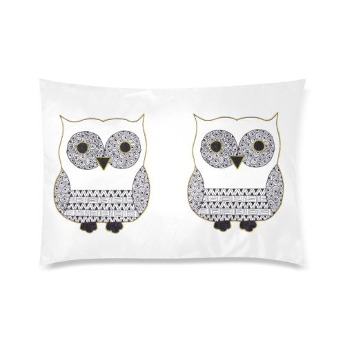 Black and White Owl Custom Zippered Pillow Case 20"x30"(Twin Sides)