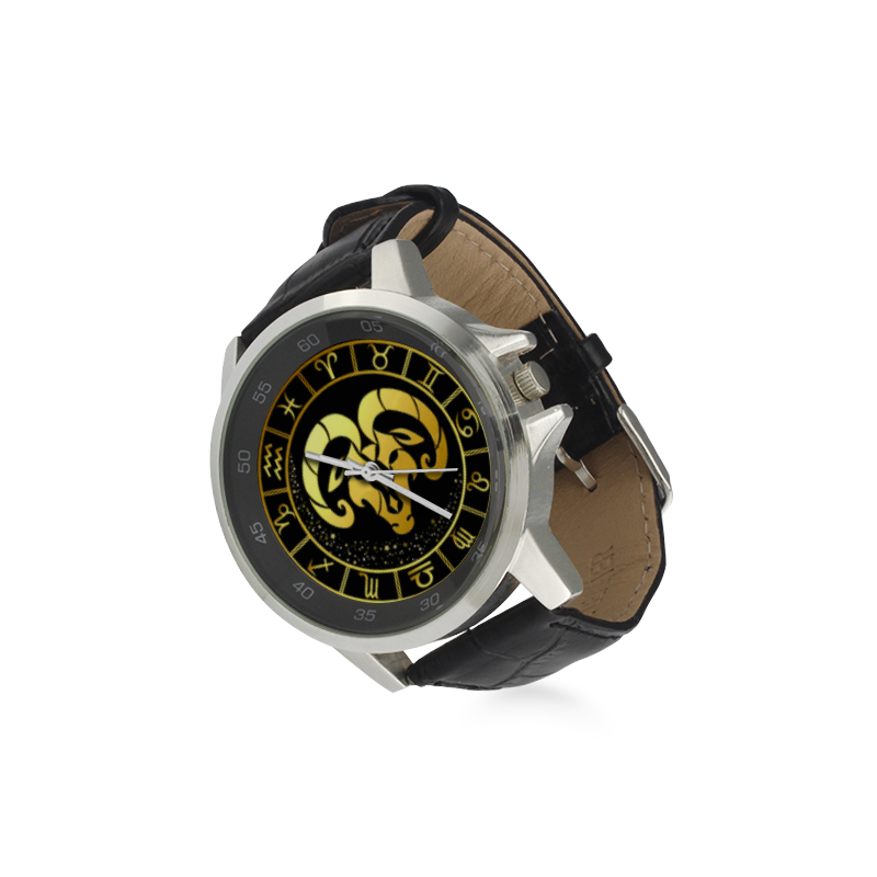 Custom Unisex Stainless Steel Leather Strap Watch(Model 202)