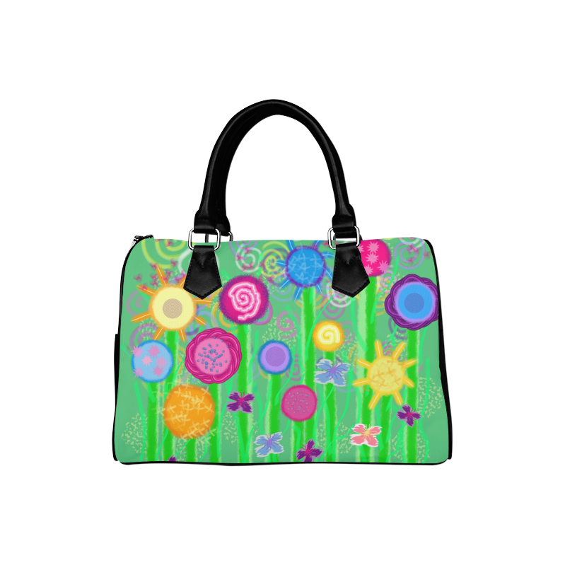 Magical Flowers Boston Handbag (Model 1621)