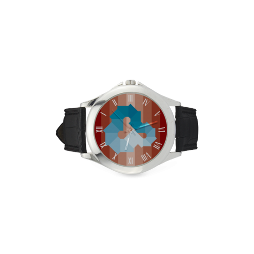 Square Spectrum (Cyan) Women's Classic Leather Strap Watch(Model 203)