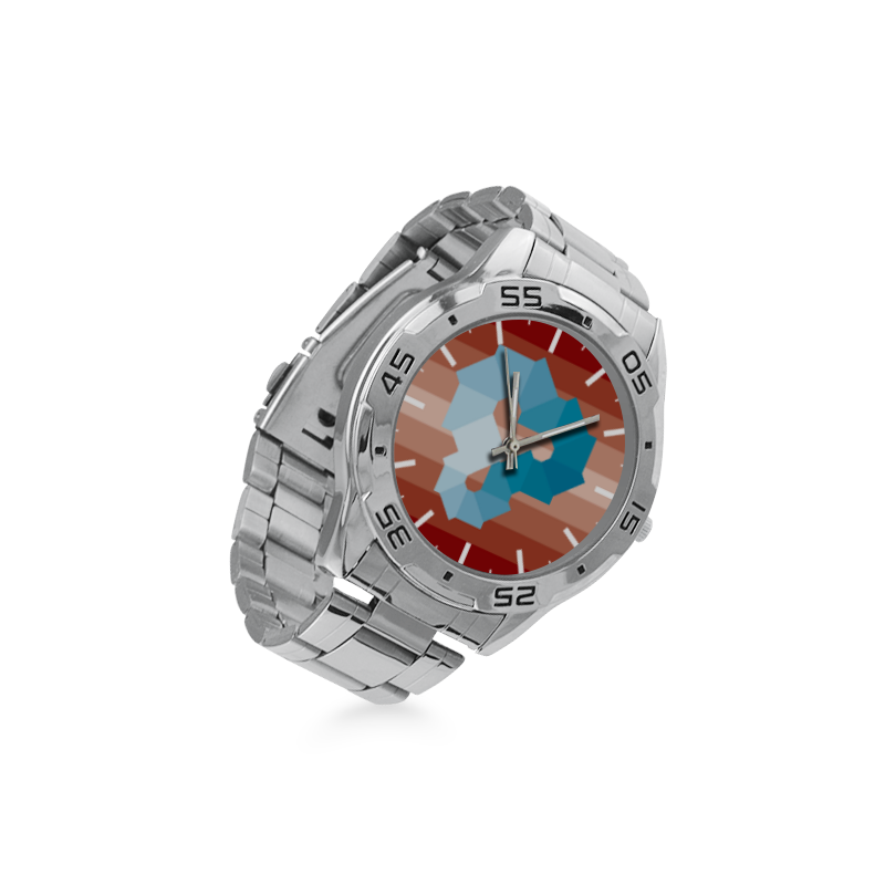 Square Spectrum (Cyan) Men's Stainless Steel Analog Watch(Model 108)