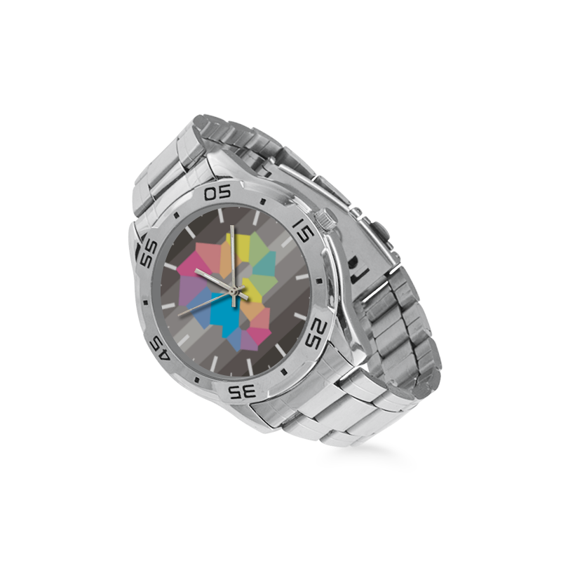 Square Spectrum (Rainbow) Men's Stainless Steel Analog Watch(Model 108)