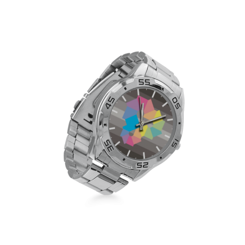 Square Spectrum (Rainbow) Men's Stainless Steel Analog Watch(Model 108)