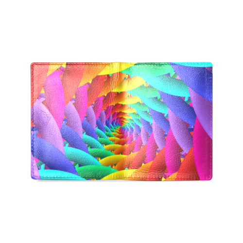 Psychedelic Rainbow Spiral Leather Wallet Men's Leather Wallet (Model 1612)