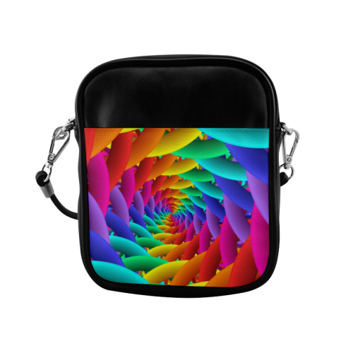 Psychedelic Rainbow Spiral Sling Bag Sling Bag (Model 1627)