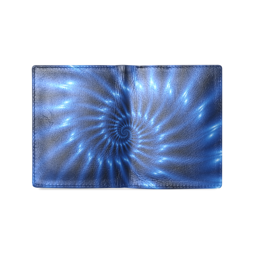 Glossy Blue Spiral Leather Wallet Men's Leather Wallet (Model 1612)