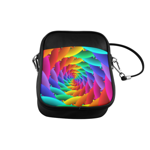 Psychedelic Rainbow Spiral Sling Bag Sling Bag (Model 1627)