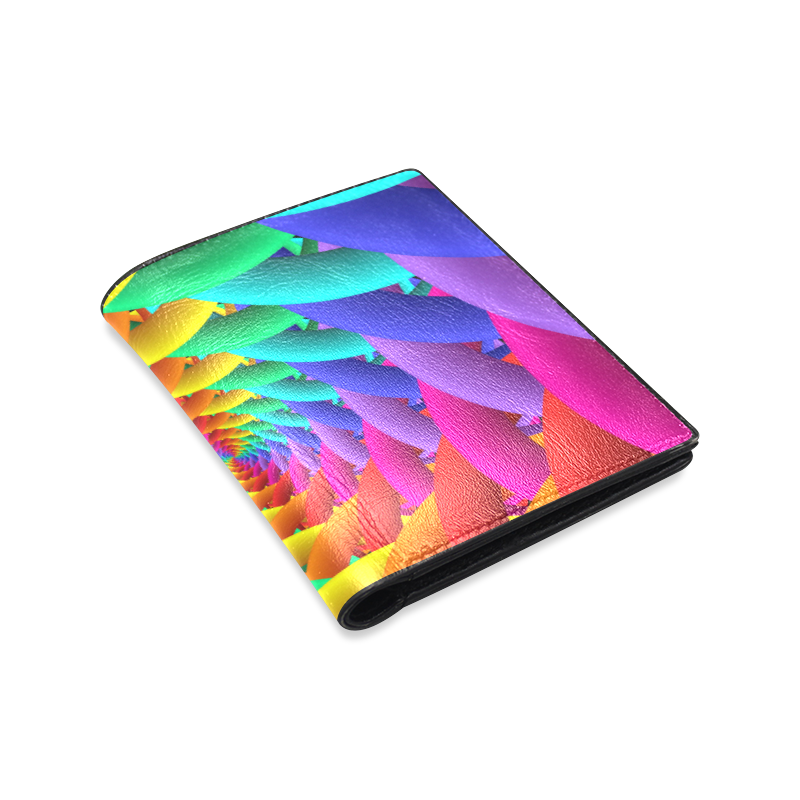 Psychedelic Rainbow Spiral Leather Wallet Men's Leather Wallet (Model 1612)