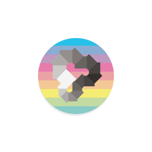 Square Spectrum (Grayscale) Round Coaster