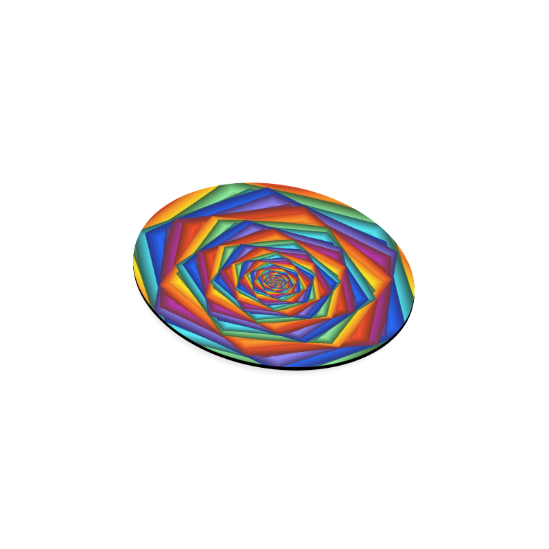 Psychedelic Rainbow Spiral Round Coaster