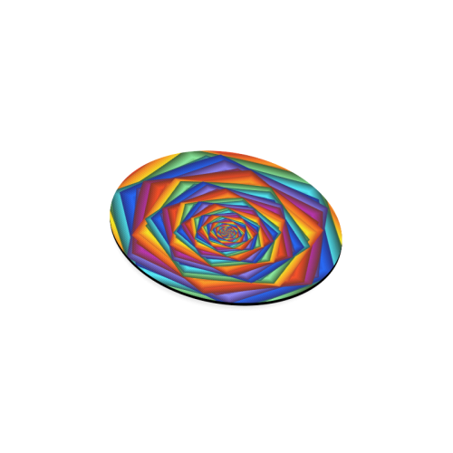 Psychedelic Rainbow Spiral Round Coaster