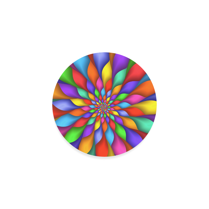 Psychedelic Rainbow Spiral Round Coaster