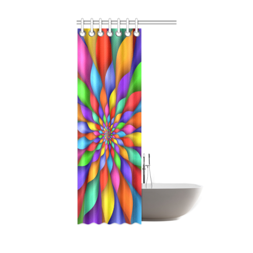 Psychedelic Rainbow Spiral Shower Curtain 36"x72"